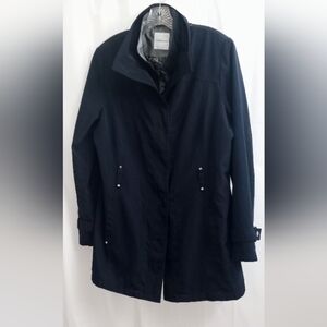 Croft & Barrow Navy Blue All Weather Double Collared Trench Coat- Size: Large